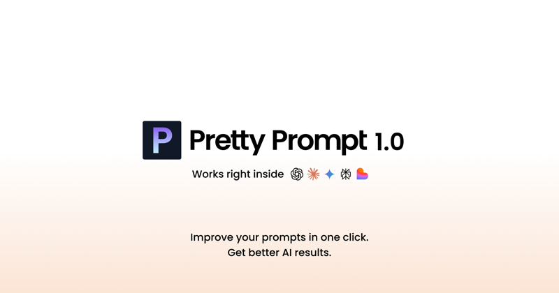 Pretty Prompt 1.0.0 - Pretty Prompt 1.0 is live: After 80 versions, Pretty Prompt 1.0 is live! And with it, 2nd Product of the Day on Product Hunt, 25,000 users, and new app improvements. [Read the blog post here](https://prettypromptai.substack.com/p/2nd-product-of-the-day-again-8-months).